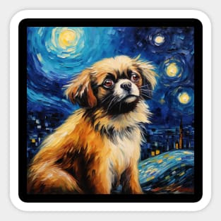 Tibetan Spaniel Night painted by Van Gogh Sticker